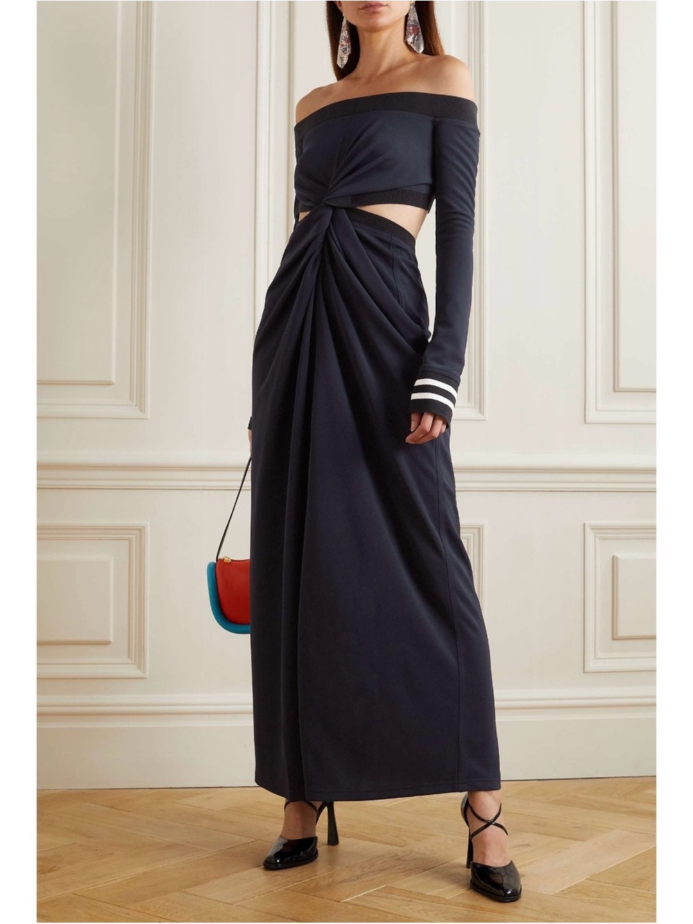 JW ANDERSON Off-the-shoulder twist-front cutout jersey maxi dress XS